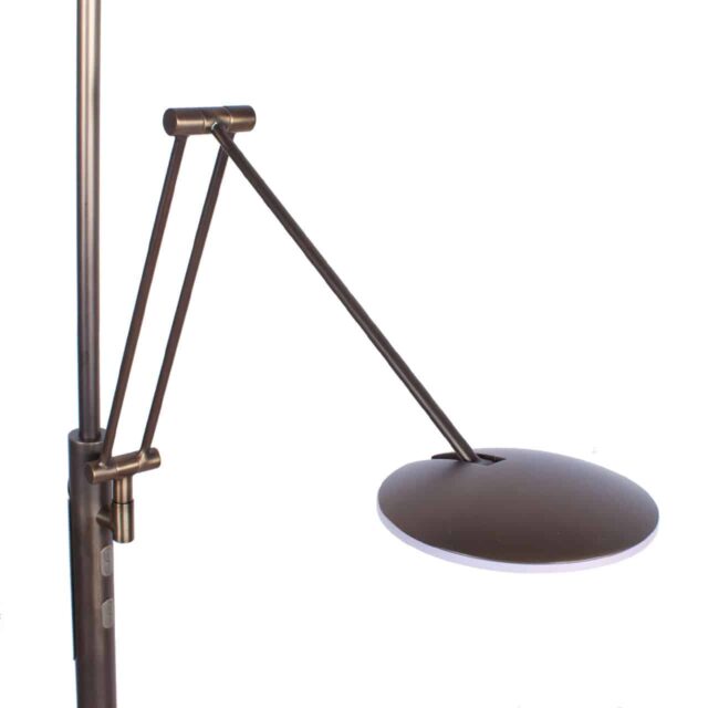 Verstelbare bronzen vloerlamp New Sapporo led met leesarm - 30 watt - 6 watt