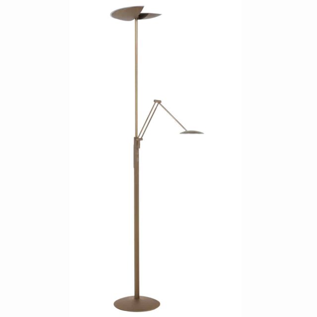 Verstelbare bronzen vloerlamp New Sapporo led met leesarm - 30 watt - 6 watt