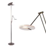 Verstelbare bronzen vloerlamp New Sapporo led met leesarm - 30 watt - 6 watt