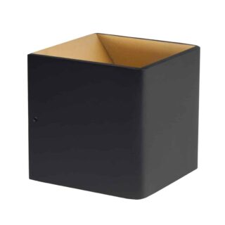 Wandlamp Stretto kubus zwart/goud LED
