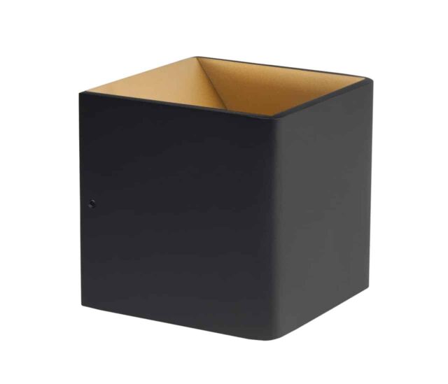 Wandlamp Stretto kubus zwart/goud LED