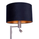 Moderne vloerlamp met velours kap zwart met goud 40 cm