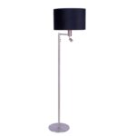 Moderne vloerlamp met velours kap zwart met goud 40 cm