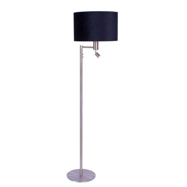 Moderne vloerlamp met velours kap zwart met goud 40 cm