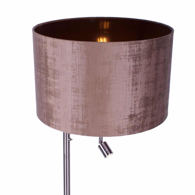 Verstelbare leeslamp met velours kap brons 40 cm