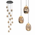 Luxe vide hanglamp Golden Egg 14-lichts