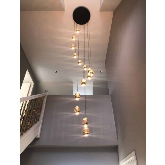 Luxe vide hanglamp Golden Egg 14-lichts