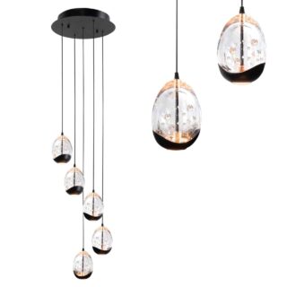 Moderne ronde 5 lichts eettafellamp Clear Egg