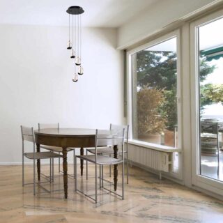 Moderne ronde 5 lichts eettafellamp Clear Egg