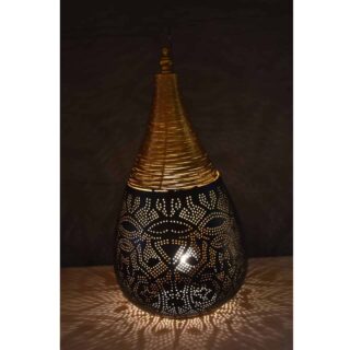 Oosterse metalen tafellamp ø21cm Filigrain Druppel Design zwart/goud