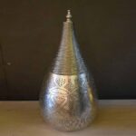 Oosterse metalen tafellamp ø21cm Filigrain Druppel Design zilver