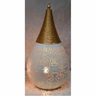 Oosterse metalen tafellamp ø30cm Filigrain Druppel Design wit/goud