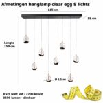 Luxe zwarte eettafellamp 8-lichts Clear Egg