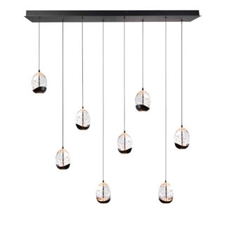 Luxe zwarte eettafellamp 8-lichts Clear Egg