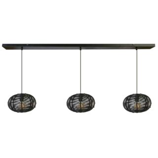 Rotan hanglamp Rimboe 30 cm zwart 3-lichts