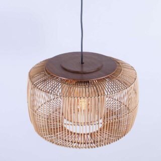 Rotan hanglamp Tondo met hout 40 cm