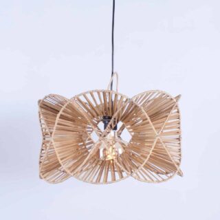 Rotan hanglamp Wave | 1 lichts | bruin | hout | naturel Ø 40 cm | dimbaar | landelijk design