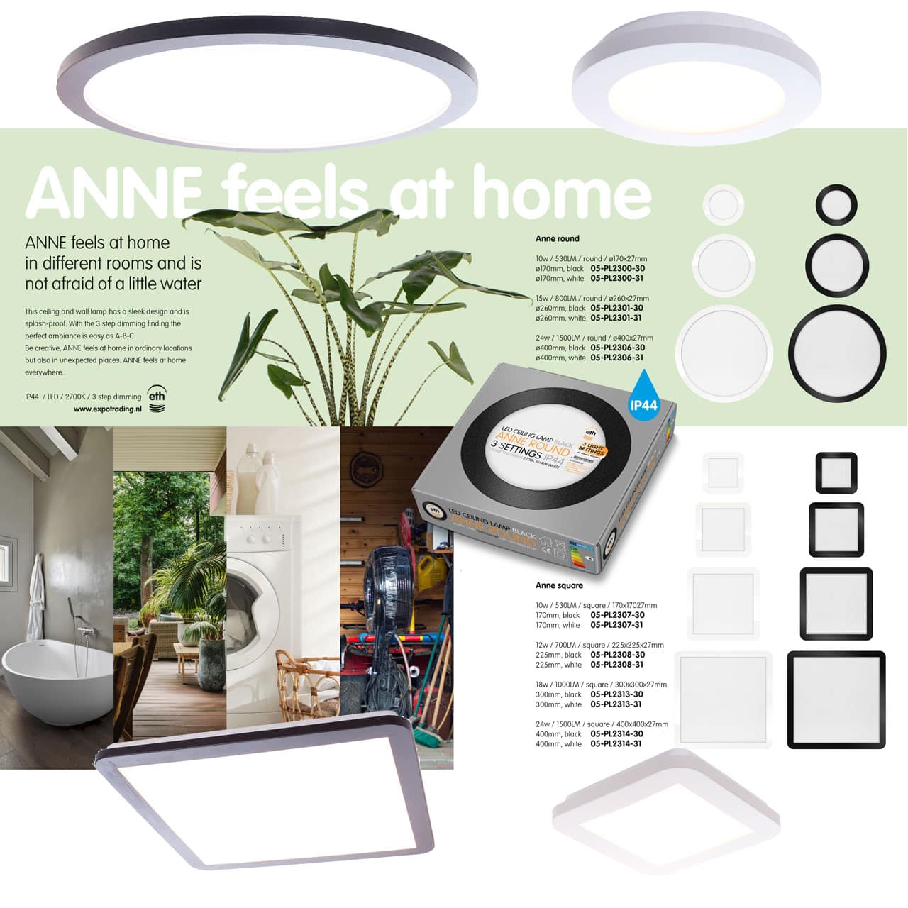 Badkamerlamp vierkant wit 30 x 30 cm - IP44 Badkamerlamp vierkant wit 30 x 30 cm - IP44