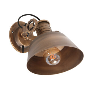 Industriële wandlamp 1 lichts bruin - brons gepatineerd