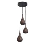 Landelijke hanglamp 3 lichts Bruciato gevlamd bruin rond