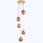Oosterse goudkleurige 5 lichts hanglamp