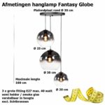 Ronde eettafellamp 3-lichts glas helder - smoke