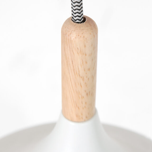 Scandinavische eettafel hanglamp Bjorr | 3 lichts | wit | hout / metaal | Ø 23 cm | dimbaar | modern design