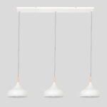 Scandinavische eettafel hanglamp Bjorr | 3 lichts | wit | hout / metaal | Ø 23 cm | dimbaar | modern design