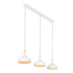 Scandinavische eettafel hanglamp Bjorr | 3 lichts | wit | hout / metaal | Ø 23 cm | dimbaar | modern design