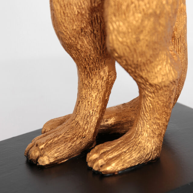 Tafellamp Animaux 1 lichts Zwart Goud Stokstaartje met Velours Kap Groen