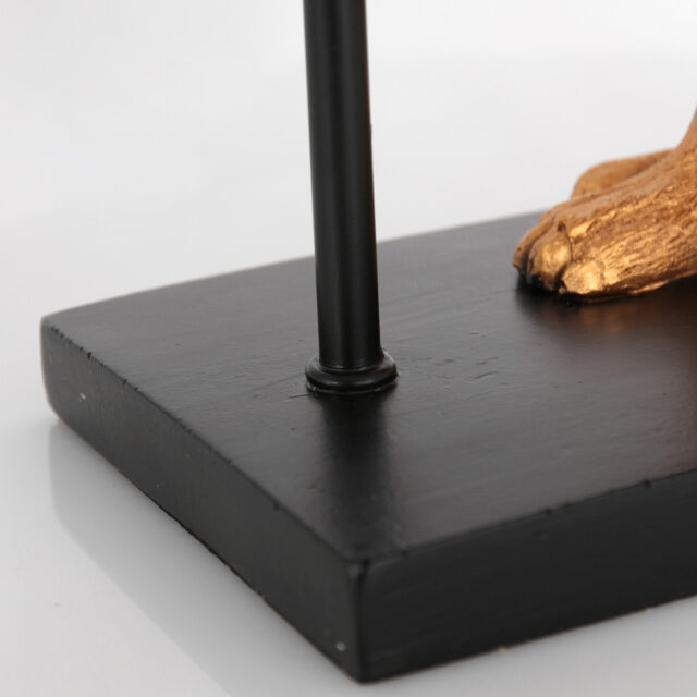 Tafellamp Animaux 1 lichts Zwart Goud Stokstaartje met Velours Kap Oker