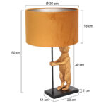 Tafellamp Animaux 1 lichts Zwart Goud Stokstaartje met Velours Kap Oker