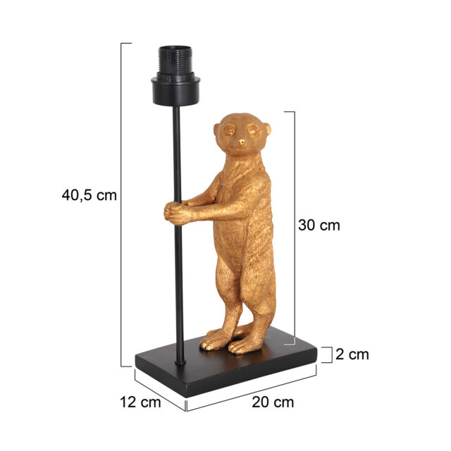 Tafellamp Animaux 1 lichts Zwart Goud Stokstaartje zonder kap
