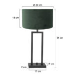 Tafellamp Stang 1 lichts Mat Zwart met Kap Groen Velours