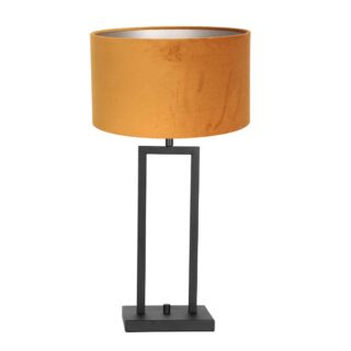 Tafellamp Stang 1 lichts Mat Zwart met Kap Oker Velours