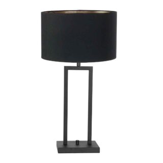 Tafellamp Stang 1 lichts Mat Zwart met Kap Zwart Velours
