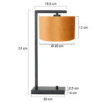 Tafellamp Stang 1 lichts Zwart met Kap Oker Velours