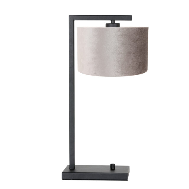 Tafellamp Stang 1 lichts Zwart met Kap Taupe Velours