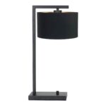 Tafellamp Stang 1 lichts Zwart met Kap Zwart Velours