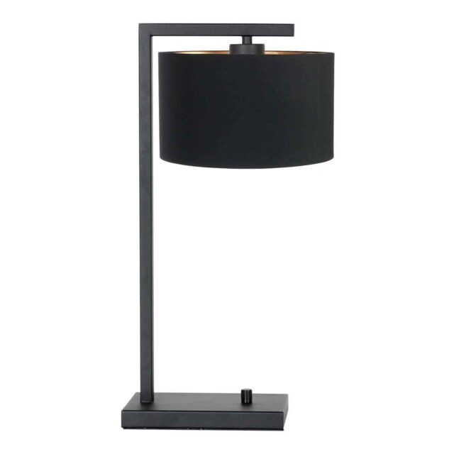 Tafellamp Stang 1 lichts Zwart met Kap Zwart Velours