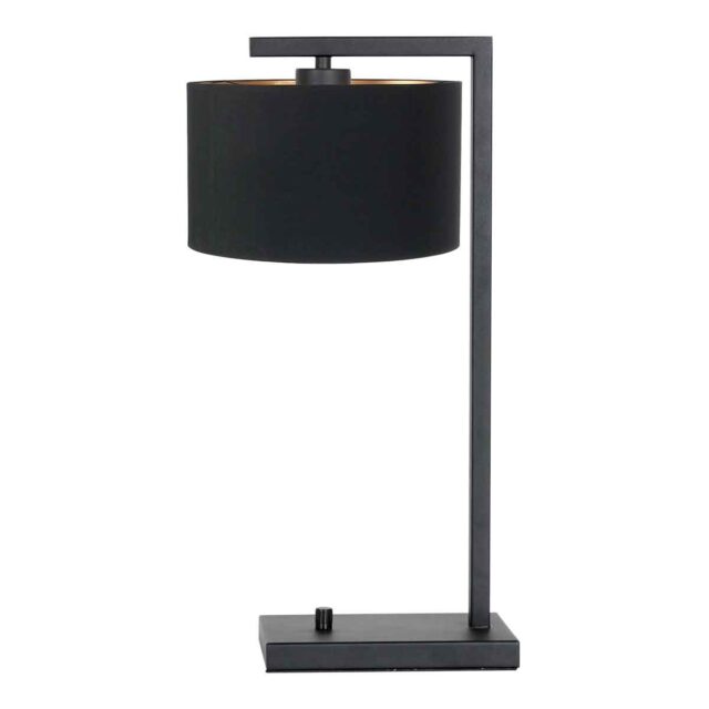 Tafellamp Stang 1 lichts Zwart met Kap Zwart Velours