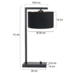 Tafellamp Stang 1 lichts Zwart met Kap Zwart Velours