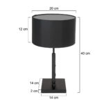 Tafellamp Stang 1 lichts Zwart met Kap Zwart Velours Ø 20cm