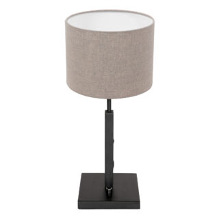 Tafellamp Stang 1 lichts Zwart met Linnen Kap Klei Ø 20cm
