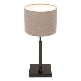 Tafellamp Stang 1 lichts Zwart met Linnen Kap Klei Ø 20cm