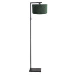 Vloerlamp Stang 1 lichts Zwart met Kap Groen Velours