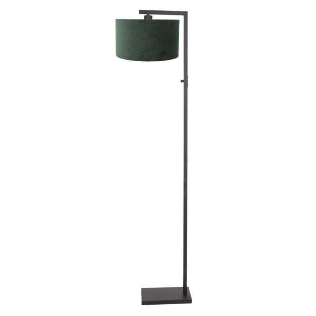 Vloerlamp Stang 1 lichts Zwart met Kap Groen Velours
