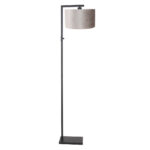 Vloerlamp Stang 1 lichts Zwart met Kap Taupe Velours