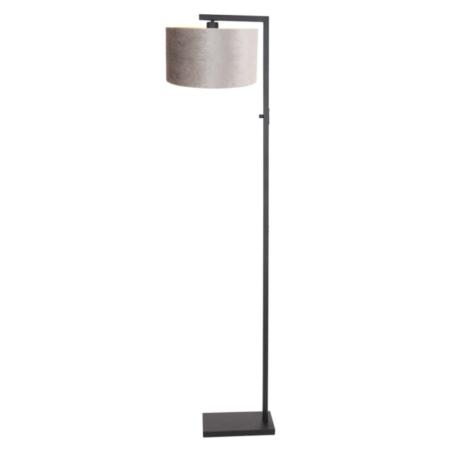 Vloerlamp Stang 1 lichts Zwart met Kap Taupe Velours
