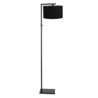 Vloerlamp Stang 1 lichts Zwart met Kap Zwart Velours